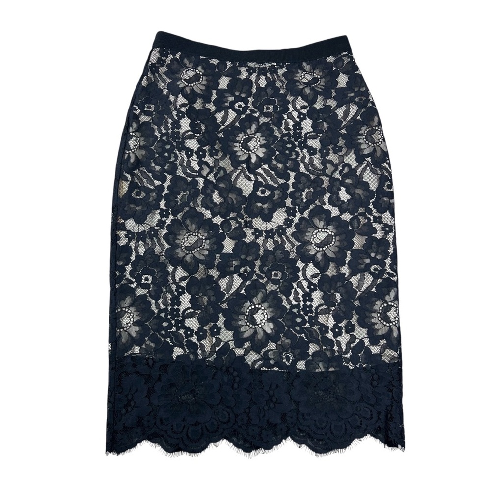 Elie Tahari Crochet Lace Midi Pencil Skirt Sz 0 Whimsigoth DarkAcademia Preppy